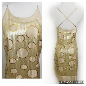 Gold sequin party dress by Muse